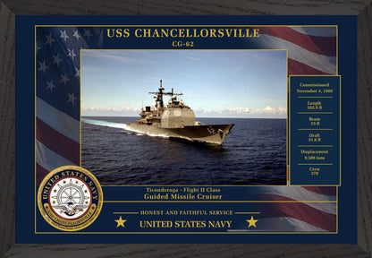 USS Chancellorsville CG-62 Framed Patriotic Photo
