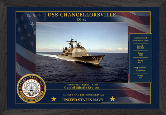 USS Chancellorsville CG-62 Framed Patriotic Photo