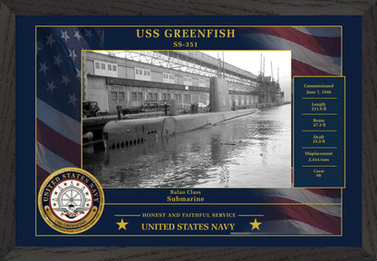 USS Greenfish SS-351 Framed Patriotic Photo