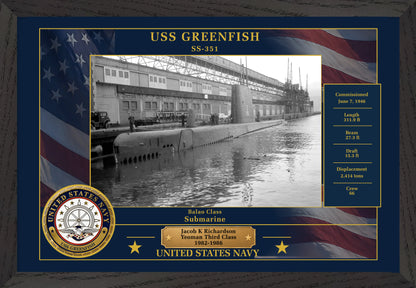 USS Greenfish SS-351 Framed Patriotic Photo
