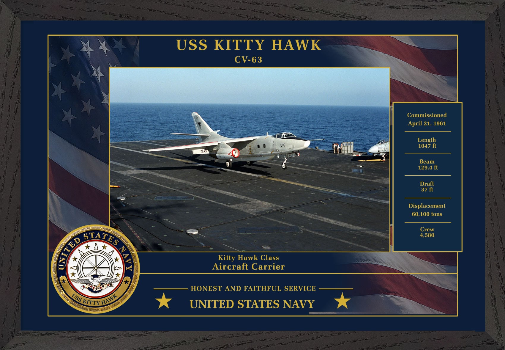 USS Kitty Hawk CV-63 Framed Patriotic Photo