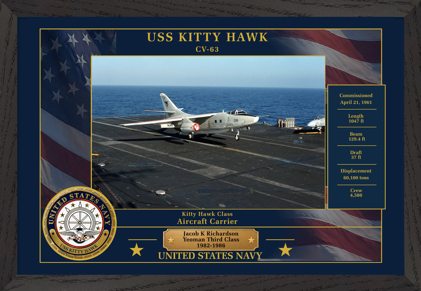 USS Kitty Hawk CV-63 Framed Patriotic Photo