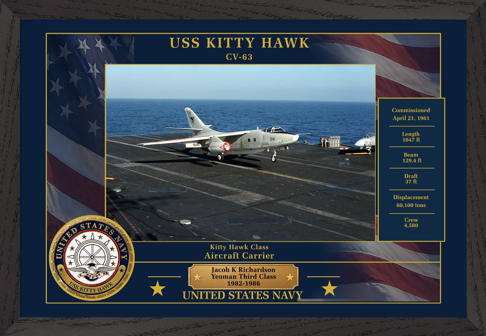 USS Kitty Hawk CV-63 Framed Patriotic Photo