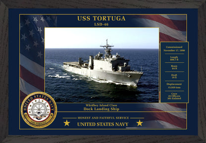 USS Tortuga LSD-46 Framed Patriotic Photo