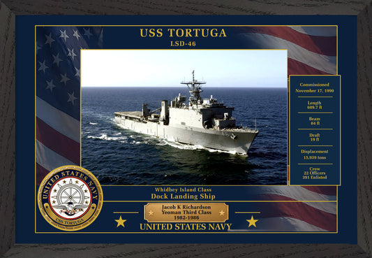 USS Tortuga LSD-46 Framed Patriotic Photo