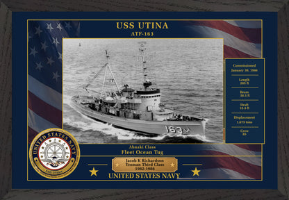 USS Utina ATF-163 Framed Patriotic Photo