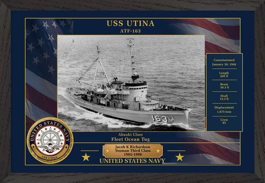 USS Utina ATF-163 Framed Patriotic Photo