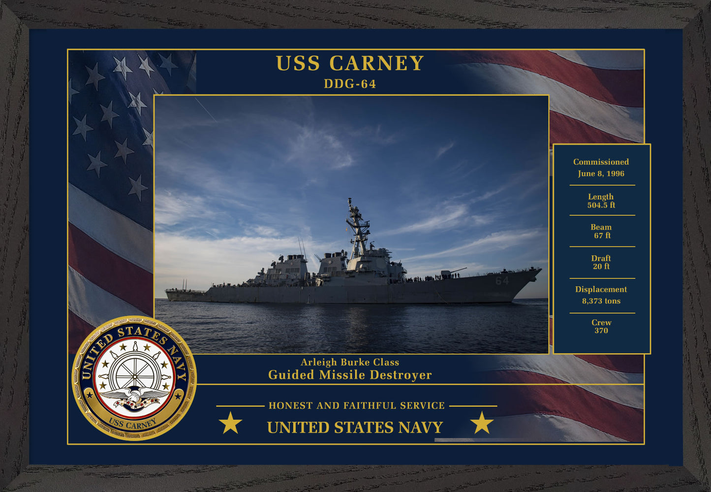 USS Carney DDG-64 Framed Patriotic Photo