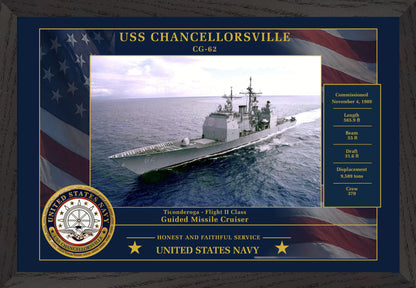 USS Chancellorsville CG-62 Framed Patriotic Photo