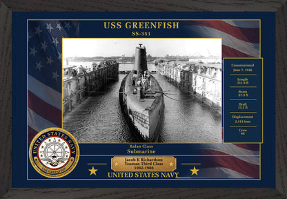 USS Greenfish SS-351 Framed Patriotic Photo