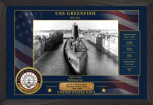 USS Greenfish SS-351 Framed Patriotic Photo