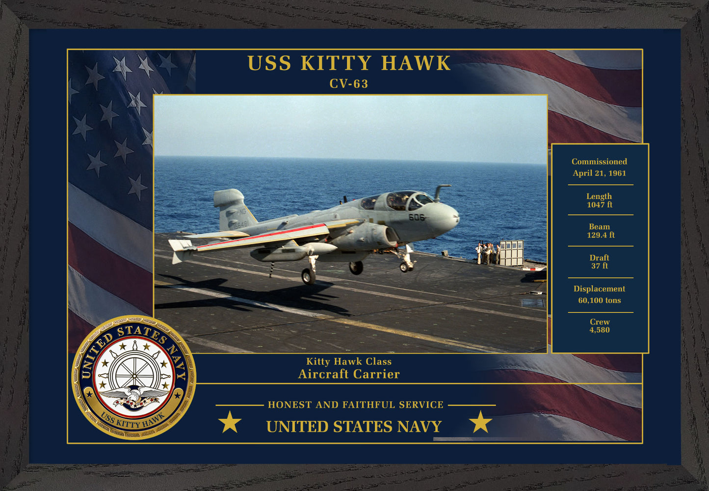 USS Kitty Hawk CV-63 Framed Patriotic Photo