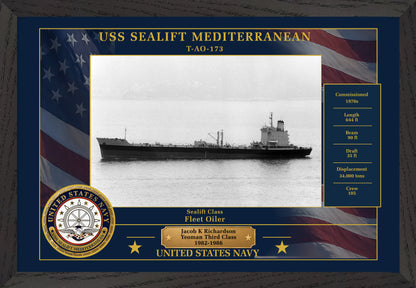 USS Sealift Mediterranean T AO-173 Framed Patriotic Photo