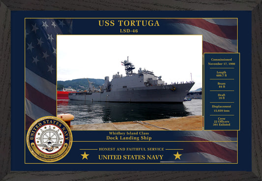 USS Tortuga LSD-46 Framed Patriotic Photo