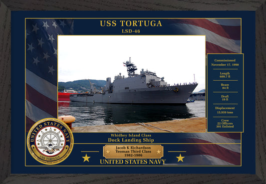 USS Tortuga LSD-46 Framed Patriotic Photo