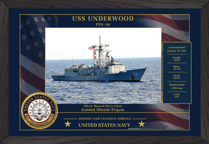 USS Underwood FFG-36 Framed Patriotic Photo