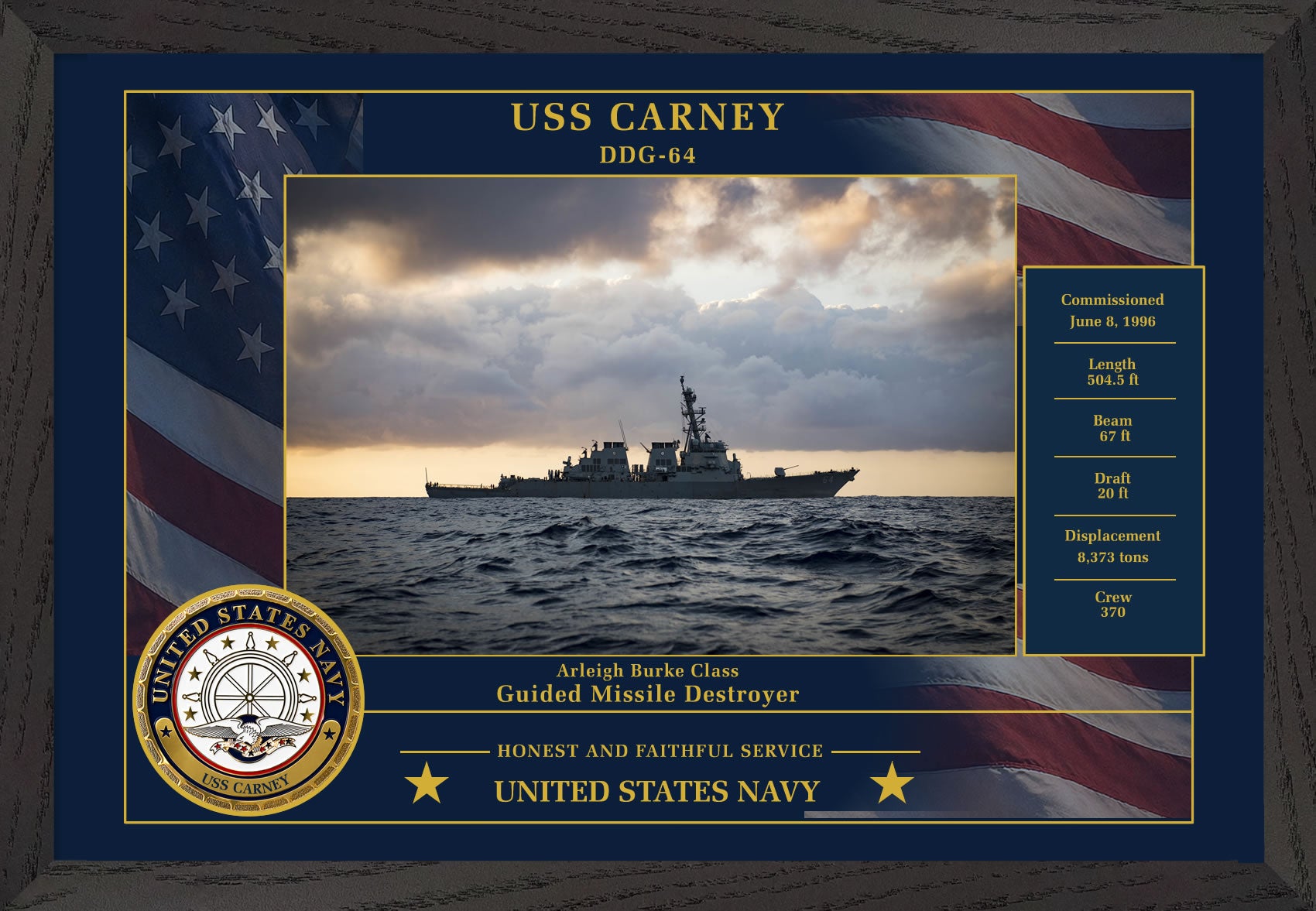 USS Carney DDG-64 Framed Patriotic Photo