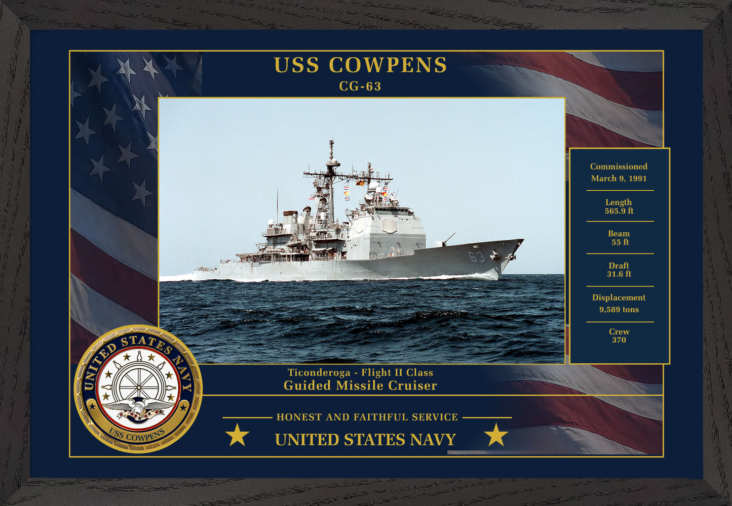 USS Cowpens CG-63 Framed Patriotic Photo