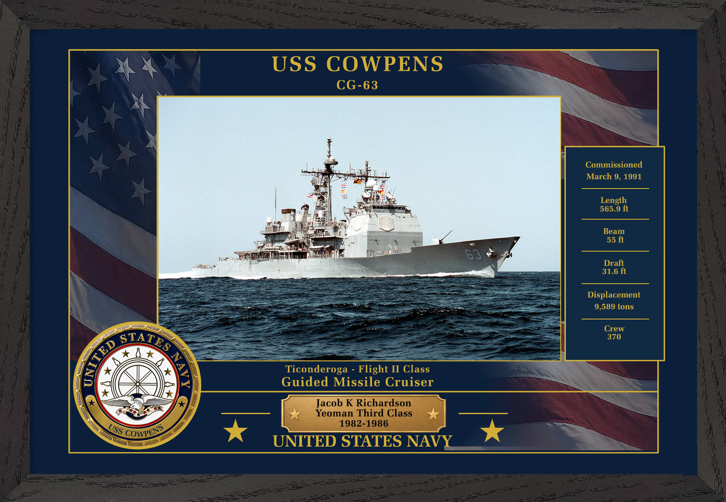 USS Cowpens CG-63 Framed Patriotic Photo
