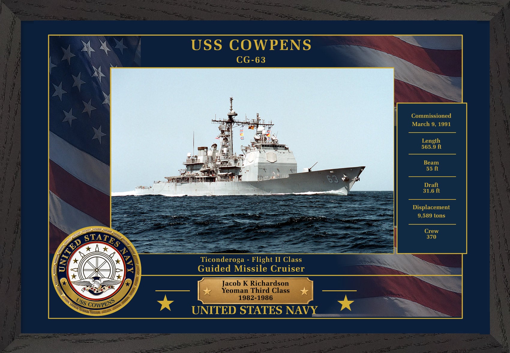 USS Cowpens CG-63 Framed Patriotic Photo