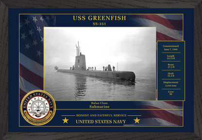 USS Greenfish SS-351 Framed Patriotic Photo