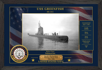 USS Greenfish SS-351 Framed Patriotic Photo