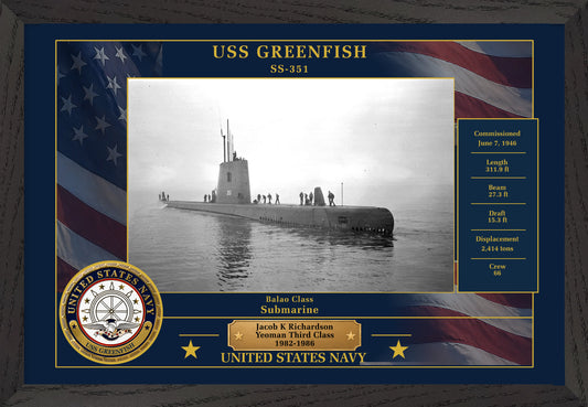 USS Greenfish SS-351 Framed Patriotic Photo