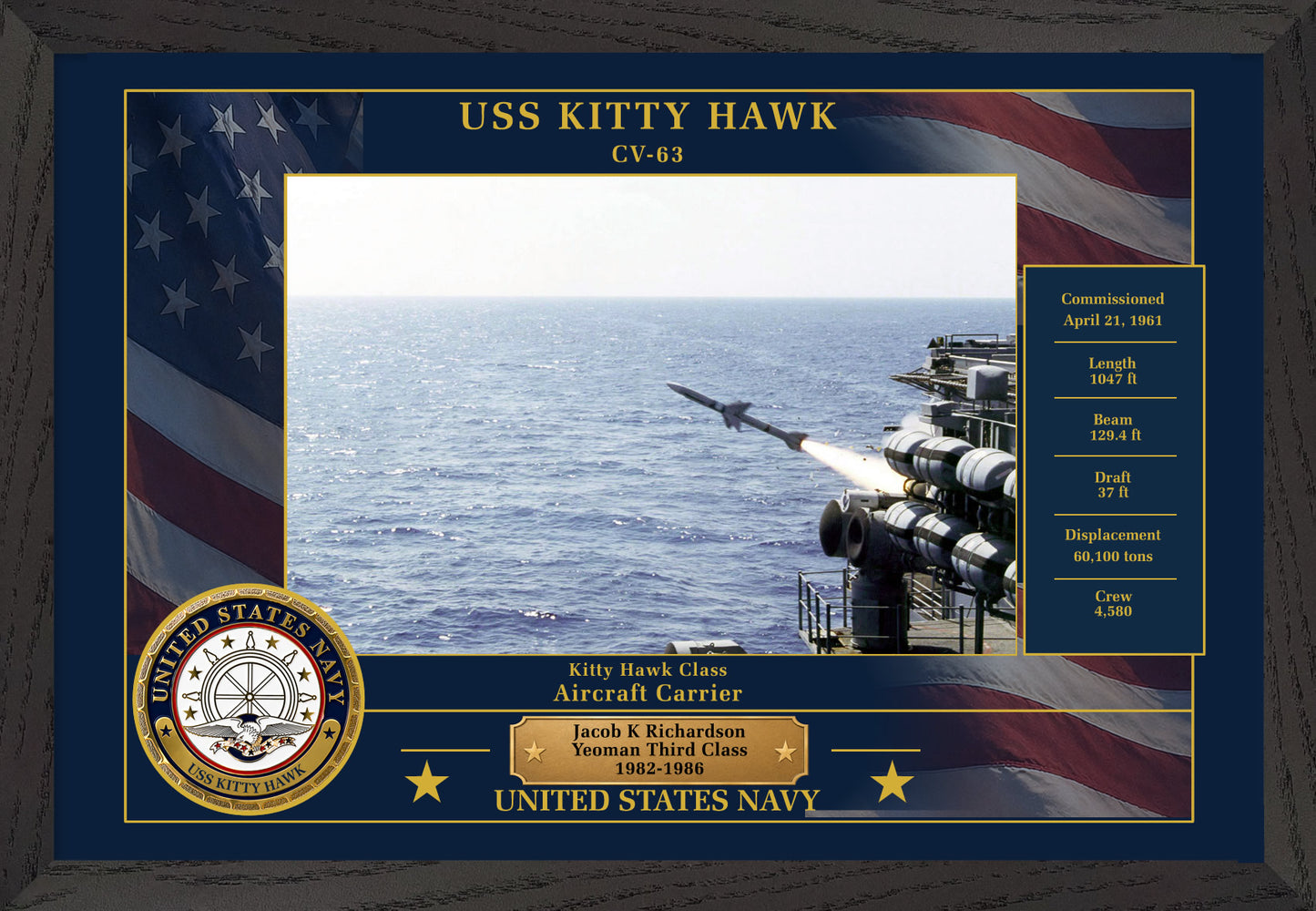 USS Kitty Hawk CV-63 Framed Patriotic Photo
