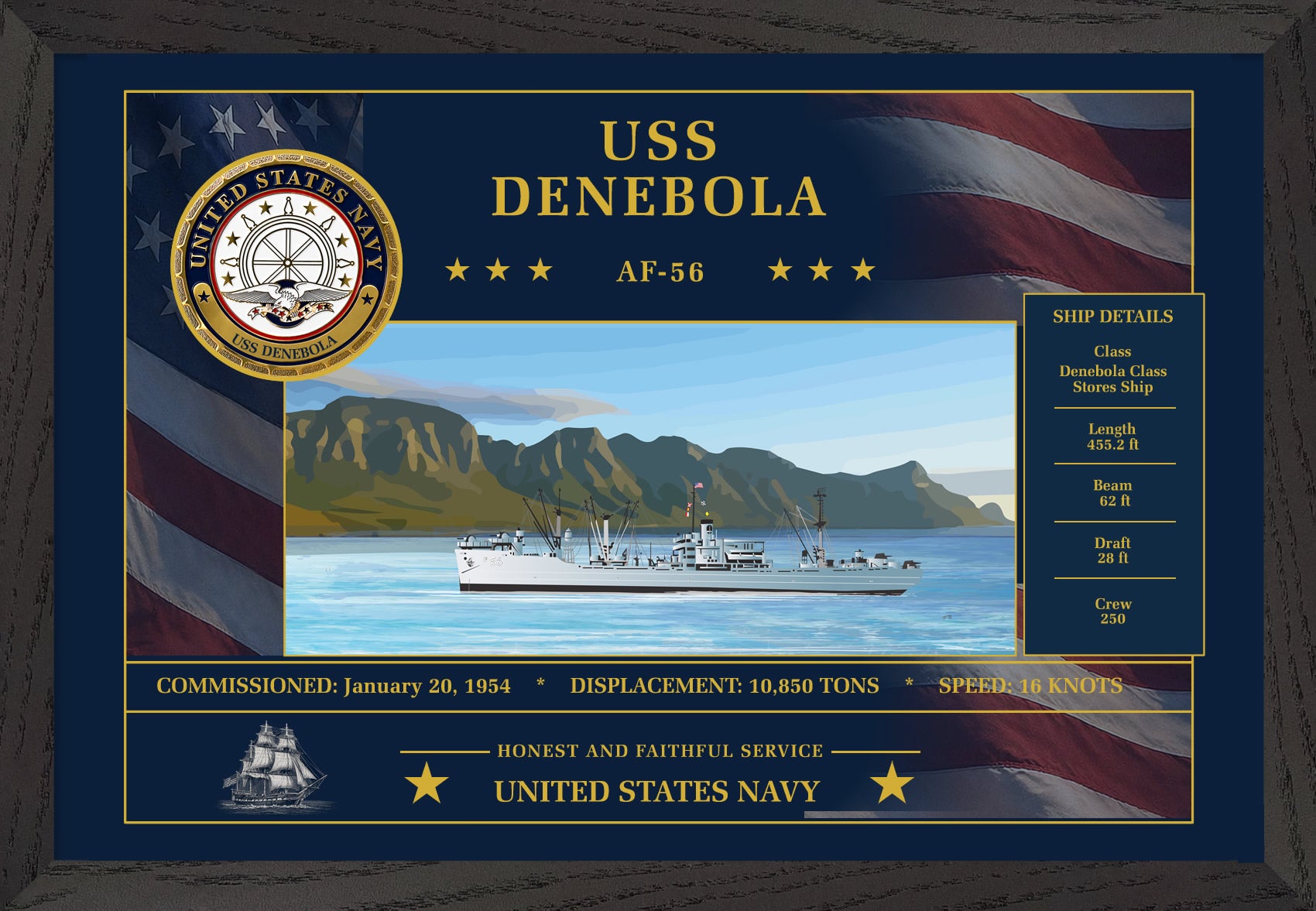 USS Denebola AF-56 Framed Patriotic Art