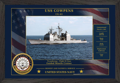 USS Cowpens CG-63 Framed Patriotic Photo