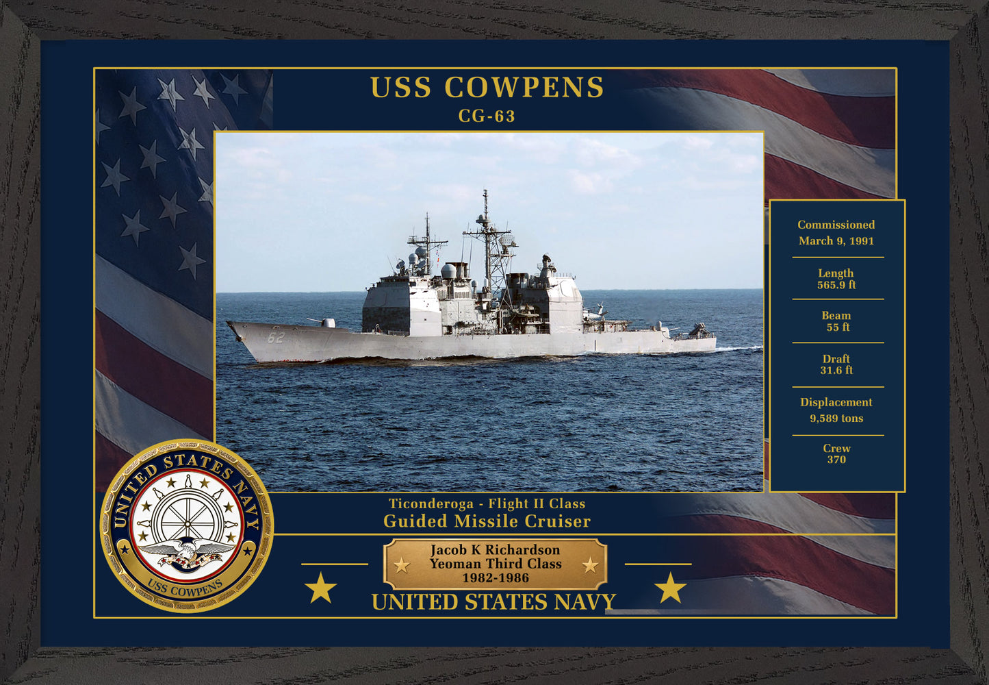 USS Cowpens CG-63 Framed Patriotic Photo