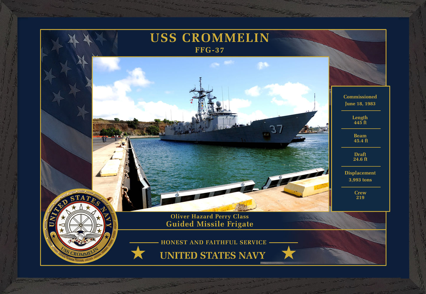 USS Crommelin FFG-37 Framed Patriotic Photo