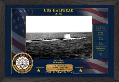 USS Halfbeak SS-352 Framed Patriotic Photo