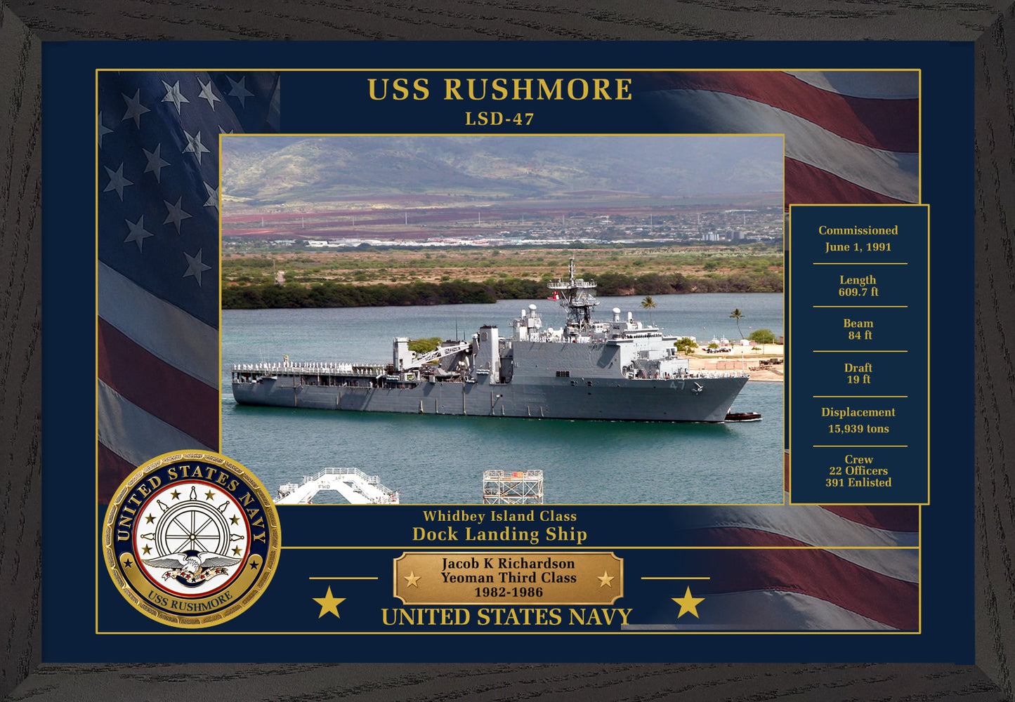 USS Rushmore LSD-47 Framed Patriotic Photo