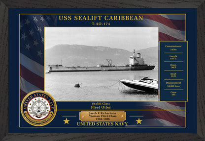 USS Sealift Caribbean T AO-174 Framed Patriotic Photo