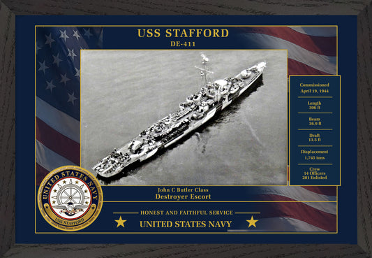 USS Stafford DE-411 Framed Patriotic Photo