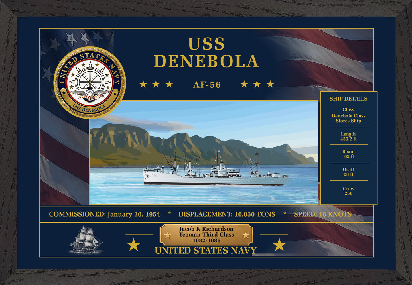 USS Denebola AF-56 Framed Patriotic Art