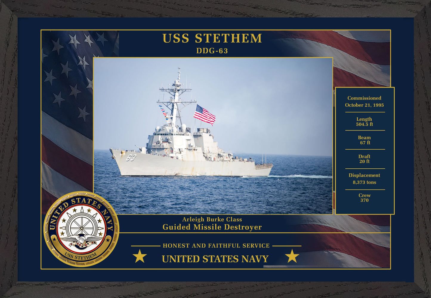 USS Stethem DDG-63 Framed Patriotic Photo