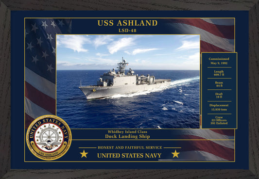 USS Ashland LSD-48 Framed Patriotic Photo
