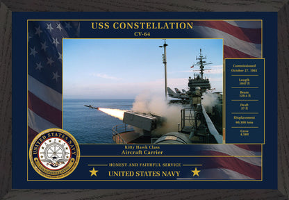 USS Constellation CV-64 Framed Patriotic Photo