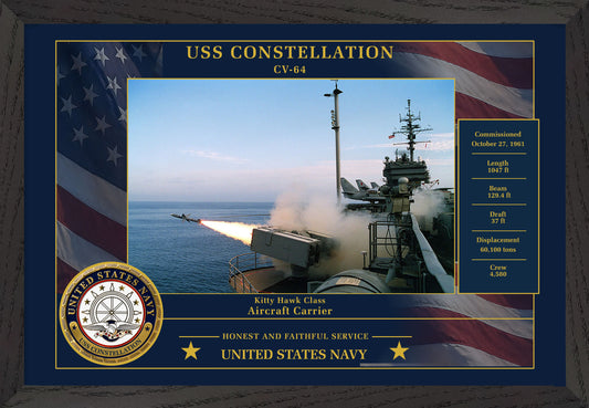 USS Constellation CV-64 Framed Patriotic Photo