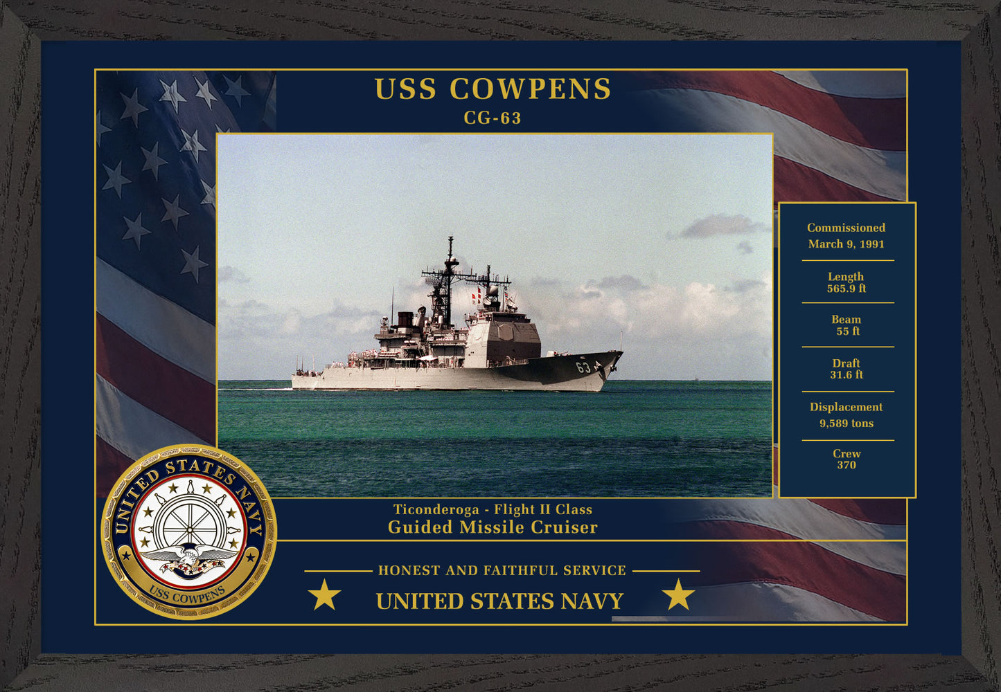 USS Cowpens CG-63 Framed Patriotic Photo