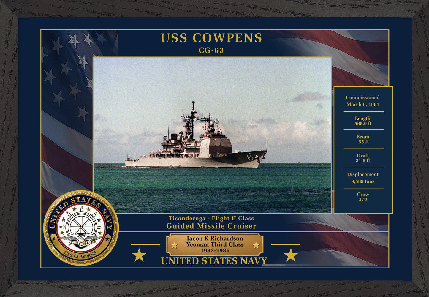 USS Cowpens CG-63 Framed Patriotic Photo