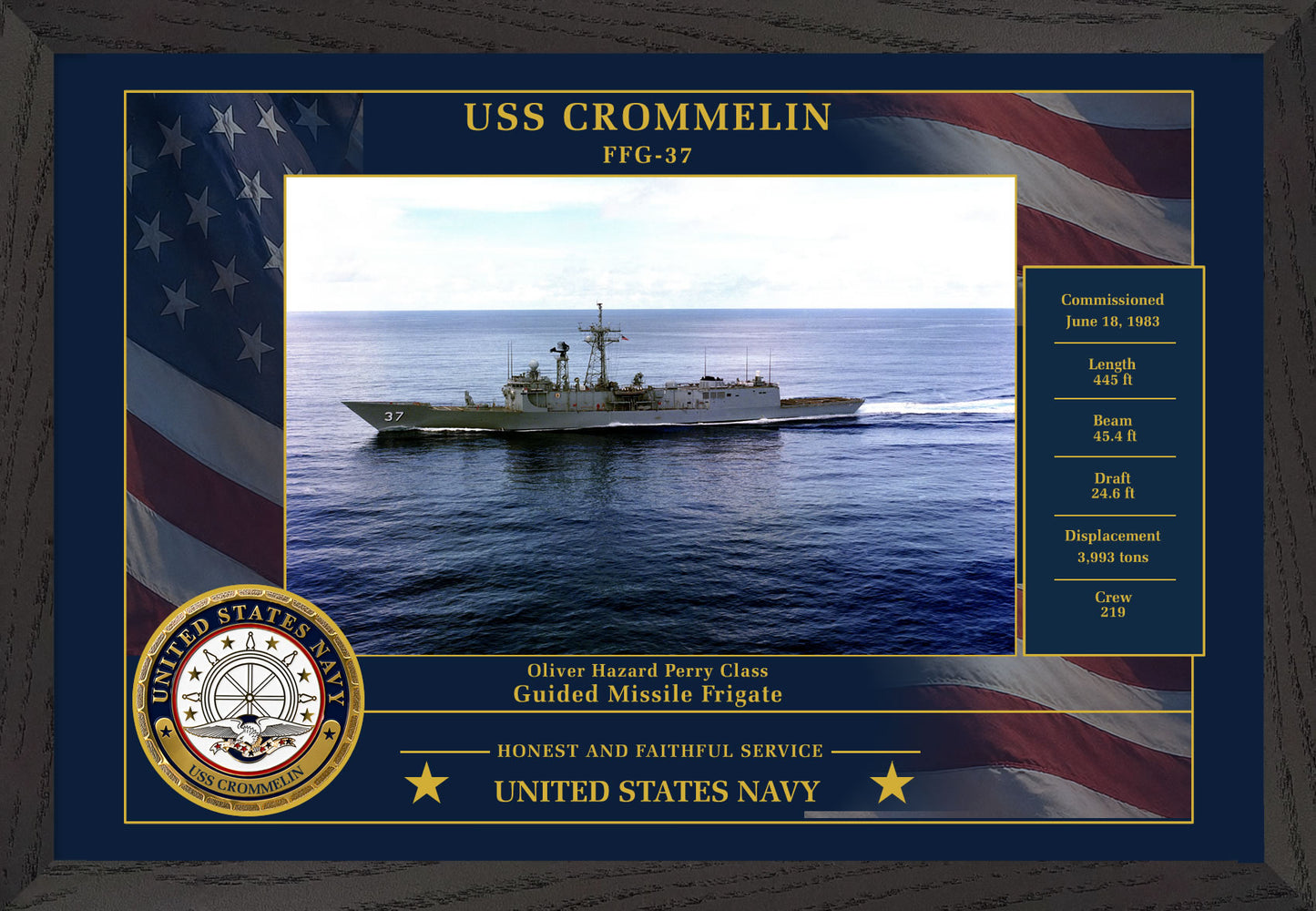 USS Crommelin FFG-37 Framed Patriotic Photo