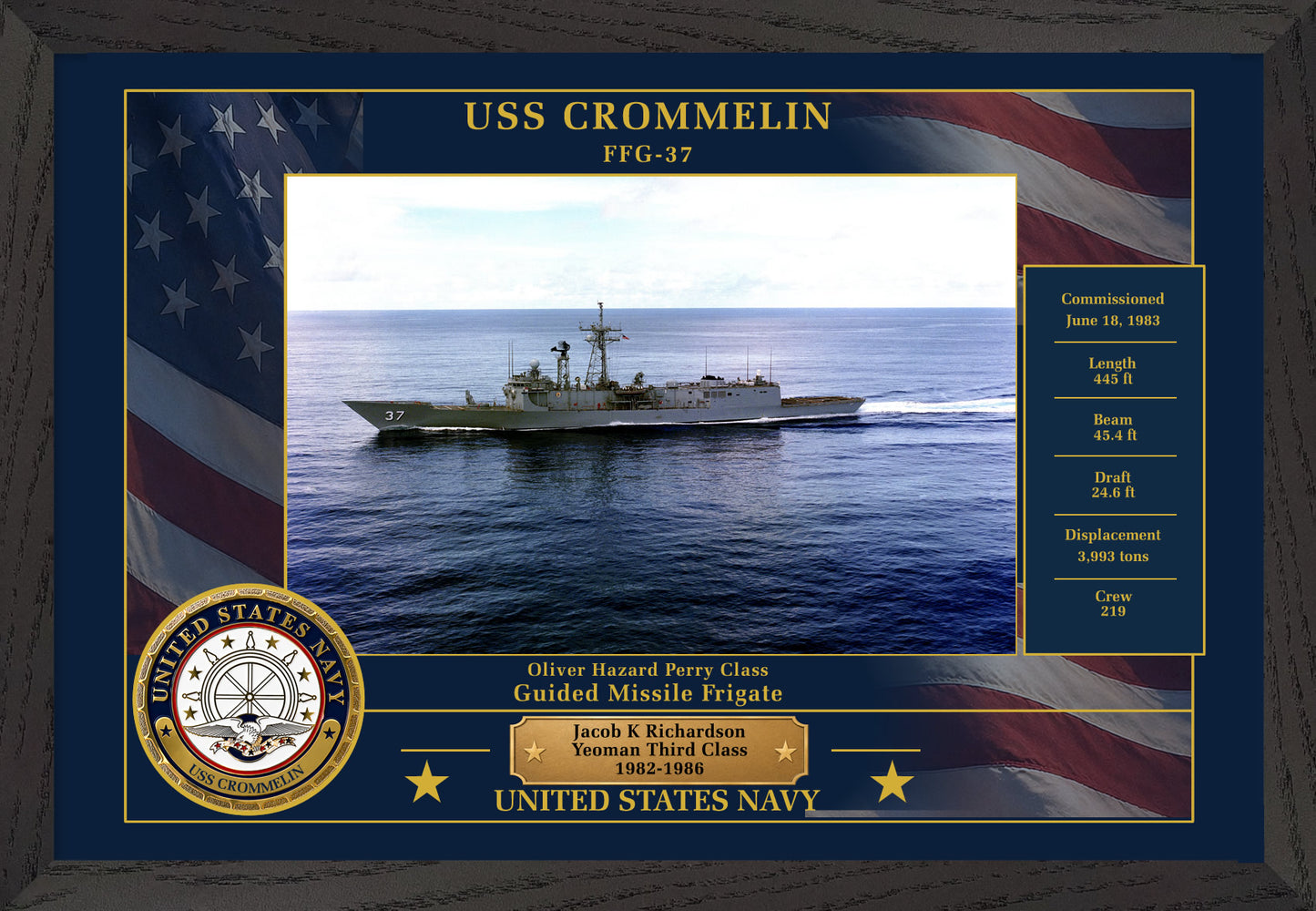 USS Crommelin FFG-37 Framed Patriotic Photo