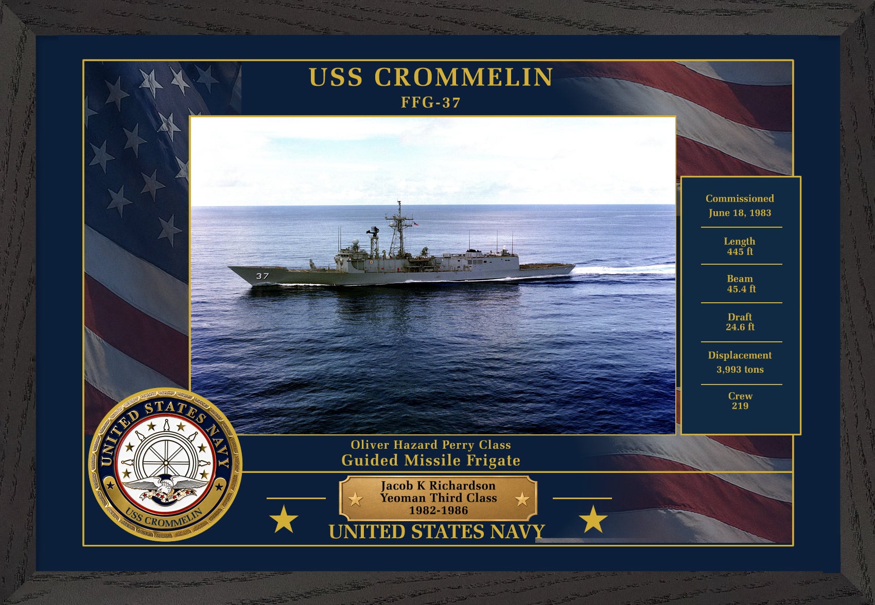 USS Crommelin FFG-37 Framed Patriotic Photo