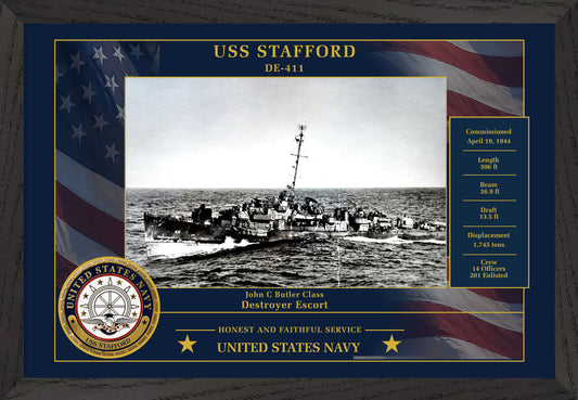 USS Stafford DE-411 Framed Patriotic Photo