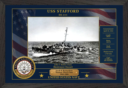 USS Stafford DE-411 Framed Patriotic Photo