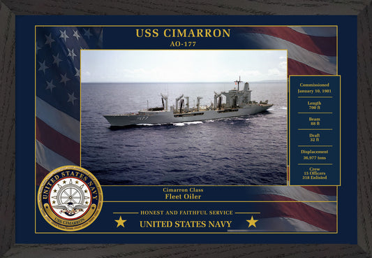 USS Cimarron AO-177 Framed Patriotic Photo