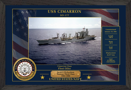USS Cimarron AO-177 Framed Patriotic Photo